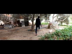 Mahmoud al-Hawajri in his Yard. Photo by Khaled al-‘Azayzeh, B'Tselem, 27 January 2019