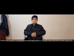 Muhammad Abu Ma'awad, 15, who is paralyzed since he was shot by soldiers on 3 May 2019. Photo by Olafat al-Kurd, B'Tselem, 26 Dec. 2019