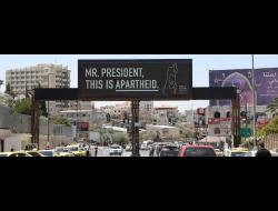 B’Tselem's billboard in Bethlehem: Mr. President, this is apartheid.” Photo by Haidi Motola, B'Tselem.
