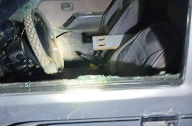 Damage caused by the settlers to the car. Photo courtesy of the Abu ‘Aram family