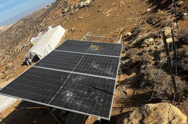 The solar panels the settlers broke. Photo: Basel al-Adrah, B’Tselem