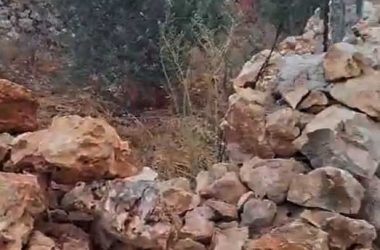 Damage to the masonry fence in Rujeib. Photo courtesy of the landowner