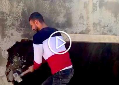 הריסה עצמית בבית משפחת אבו חוסיין בסילוואן. מתוך תיעוד הווידיאו