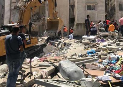 A building destroyed in an Israeli attack in the a-Rimal neighborhood of Gaza City. Photo by Muhammad Sabah, B'Tselem