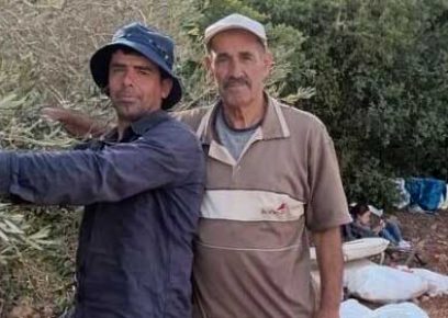 Bilal Muhammed Saleh from the village of As-Sawiya south of Nablus shorly before he was shot to death by settlers in his olive grove