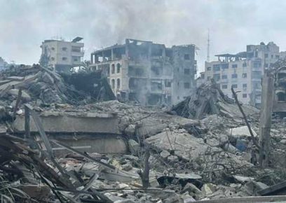 Ruins of a-Rimal neighborhood in Gaza City. Photo by Muhammad Sabah, B'Tselem