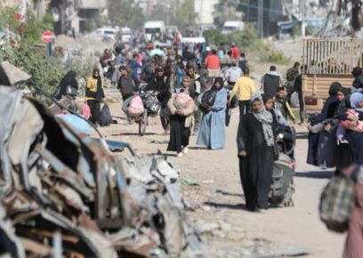 <br />
Displaced Palestinians flee from Jabaliya on the orders of the army, Dawud Abu Alkas, Reuters, 22 Oct. 2024