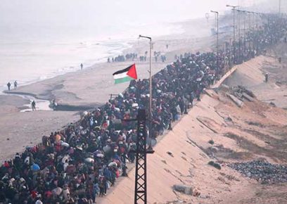 Displaced Palestinians returning to Northern Gaza. Photo by Yousef Zaanoun, Activestills, 27 Jan. 2025