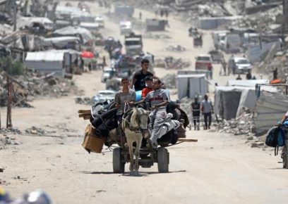 <br />
Displacement in Gaza city, 16 May 2025. Photo by Yousef Zaanoun, Activestills