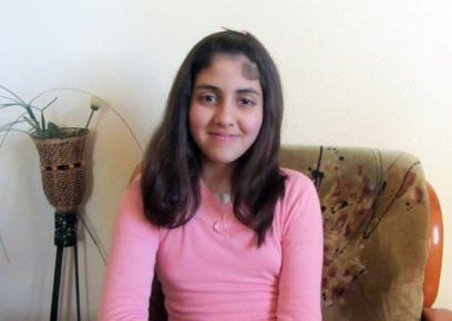 Leen a-Saftawi, 13, does not know her father who has been held in Israel for the last 14 years