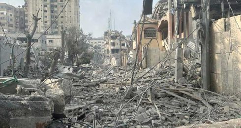  حيّ الرمال المُدمَّر في مدينة غزة. تصوير: محمد صباح، بتسيلم