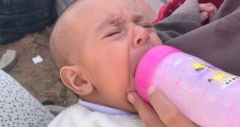 Wisam al-Qau’d at the IDP camp in Khan Yunis. Photo: Olfat al-Kurd, B’Tselem, 5 Jan. 2024 