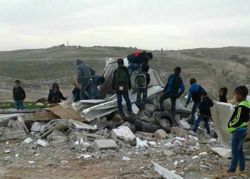 The ruins of one of the classrooms demolished by the Civil Administration. Photo: Ahmad Ibrahim