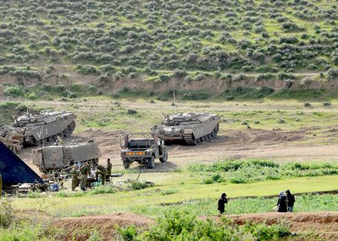 Military training this morning. Photo by 'Aref Daraghmeh, B'Tselem, 19 March 2018