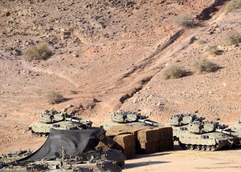 Tanks in the area of a Palestinian community in the Jordan Valley. Photo: ‘Aref Daraghmeh, B'Tselem, 5 September 2018