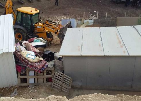 Demolition of structure in Wadi Esneisel. Photo by ' Amer 'Aruri, B'Tseme, 4 Dec. 2019