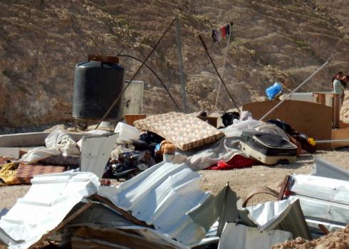 The contents of the family home in al-Ka’abneh after the demolition Photo: 'Amer 'Aruri, 16 December 2019