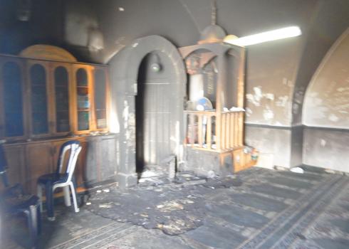 Sharafat, 24 January 2020 – settlers torch village mosque.