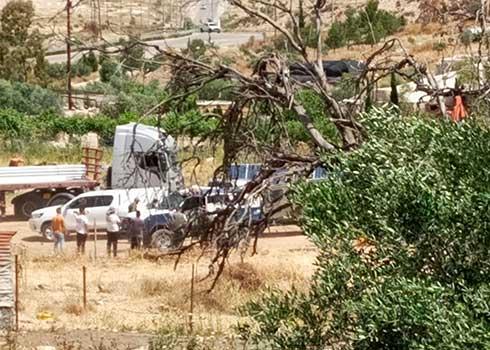 المصادرة في خربة لصيفر. الصورة بتفضل من سكان التجمع