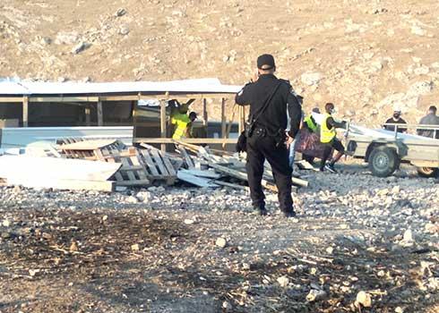 هدم المنازل  في تجمع المنطار. الصورة بتفضل من سكان التجمع