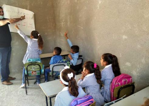 طلاب راس التين في المدرسة قبل المصادرة. تصوير: رائد موقده، 10.9.20