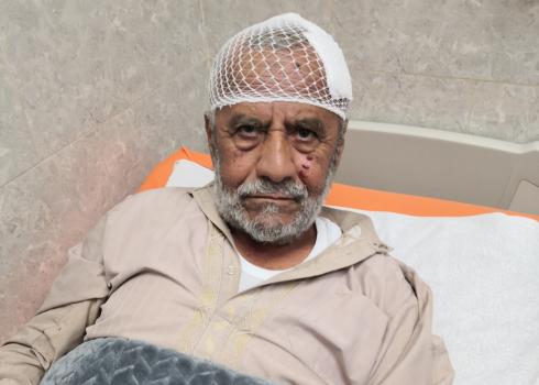 Khalil ‘Amirah (73) injured in the head by stones thrown by settlers, Ni’lin, 13 Oct. 2020. Photo by Iyad Hadad, B’Tselem 