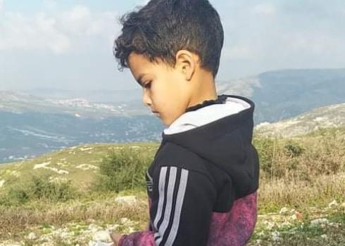 Sh.R.’s four-year-old son, who was attacked by settlers while picking herbs in his company, Al-Fandaqumiyah, 10 Feb. 2021. Photo courtesy of the family.