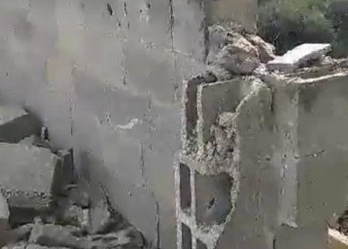 The agricultural structure destroyed by settlers in Shadi Sai’d’s grove, Kafr a-Dik, 4 Mar. 2021
