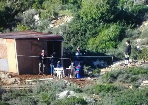 A shed settlers set up near Sati Abu Fkheidah’s plot, al-Janiyah, 15 Feb. 2020. Photo courtesy of the witness
