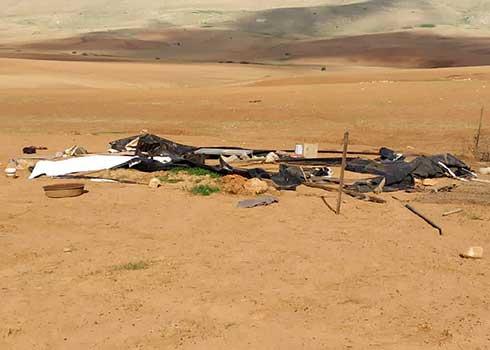Khirbet Humsah after the confiscation. Photo by 'Aref Daraghmeh, B'Tselem, 5 Dec. 2021