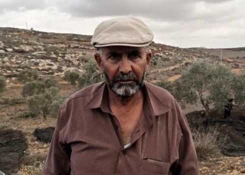 Sa’id Abu ‘Alia on his land. Photo by Iyad Hadad, B’Tselem 