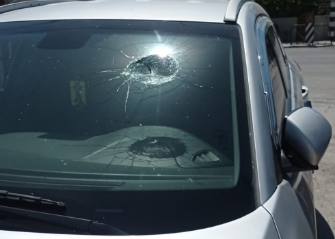 One of the shattered windshields. Photo courtesy of the car owner