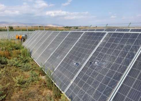 Caption: Some of the solar panels damaged by the settlers. Photo: ‘Aref Daraghmeh, B’Tselem, 6 Oct. 2022
