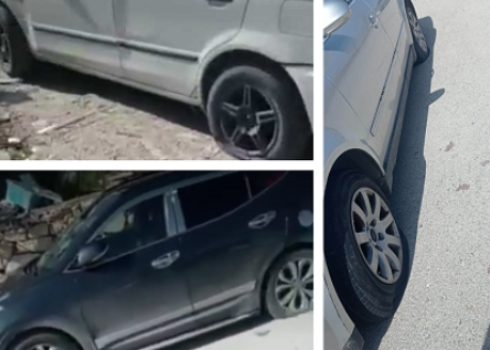 Some of the cars vandalized by settlers. Photo courtesy of residents 