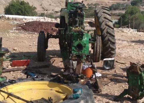 The tractor after flipping over. Photo: 'Aref Daraghmeh, B'Tselem 
