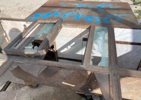 Part of the vandalized stand. Photo courtesy of owner. 