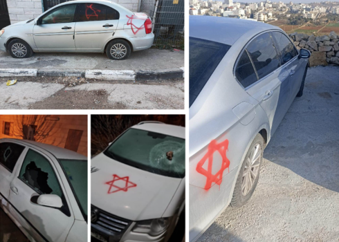  Some of the cars vandalized by the settlers. Photos courtesy of the car owners 