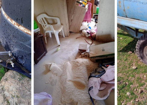Vandalized property in Kh. Yarza. Photo: 'Aref Daraghmeh, B'Tselem 
