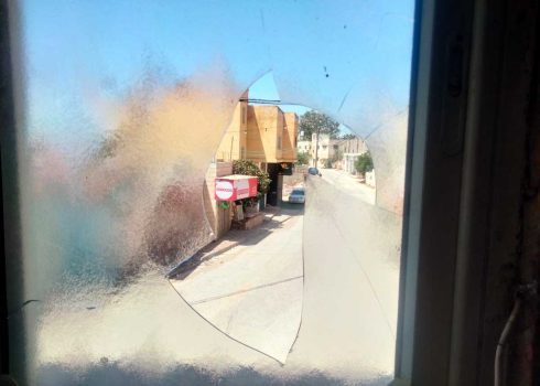The damage in Shirin Barakat and Taysir Saleh's home. Photo by Salma a-Deb’i, 18 April 2023
