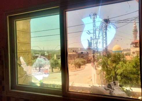 The damage in Shirin Barakat and Taysir Saleh's home. Photo by Salma a-Deb’i, 18 April 2023