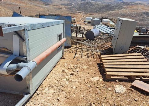 The dismantling of Ras a-Tin community. Photo by Iyad Hadad, B'Tselem, 18 July 2022