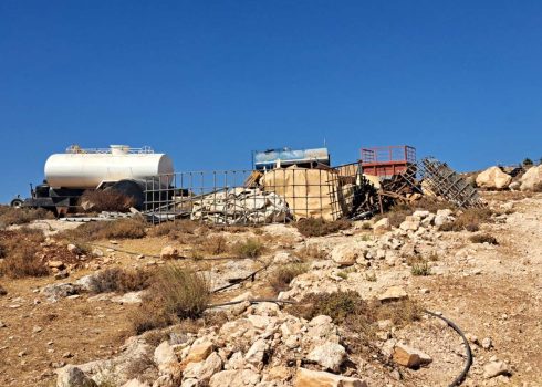 The dismantling of Ras a-Tin community. Photo by Iyad Hadad, B'Tselem, 18 July 2022
