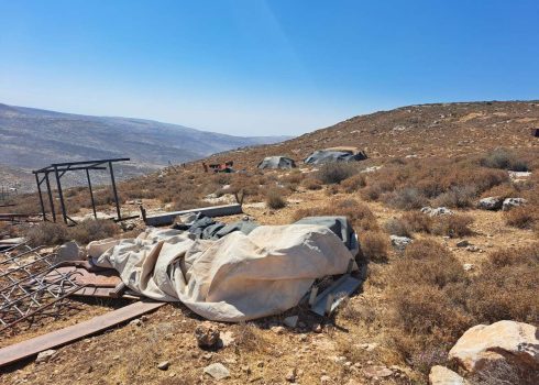 The dismantling of Ras a-Tin community. Photo by Iyad Hadad, B'Tselem, 18 July 2022