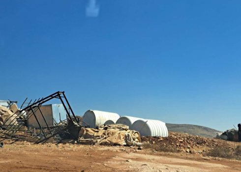 The dismantling of Ras a-Tin community. Photo by Iyad Hadad, B'Tselem, 18 July 2022