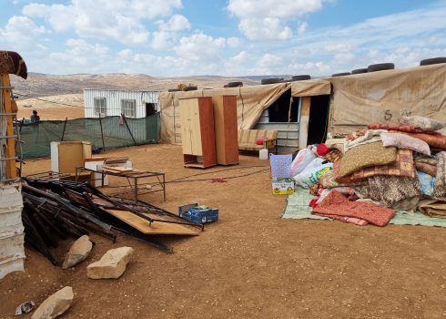Structures dismantled in Wadi a-Siq. Photo: Sarit Michaeli, B'Tselem, 11 Oct. 2023 
