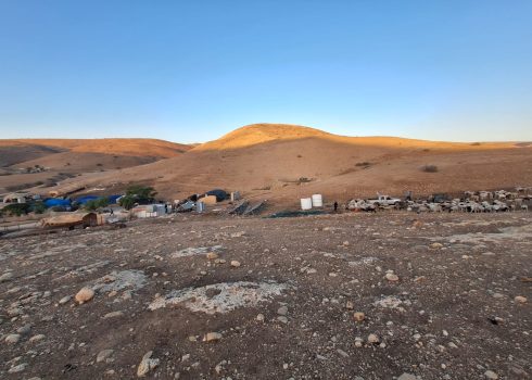 Settlers lead a flock of sheep into the community's territory. Photo courtesy of residents, 8 Nov. 2023 