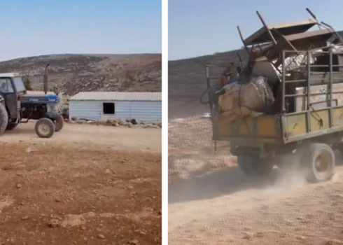 Evacuation of Khirbet 'Ein a-Rashash. Photo: Sarit Michaeli, B'Tselem, 13 Oct. 2023 