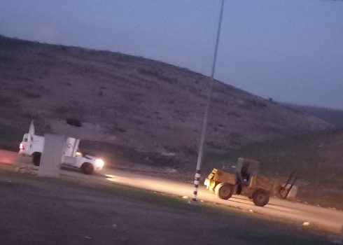 The confiscation of the forklift. Photo courtesy of the residents