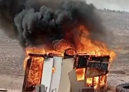 The barn torched by the settlers. Photo courtesy of the family