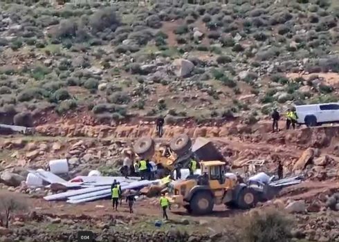 Demolition of structures in Khirbet a-Twayel, 6 March 2025. Photo courtesy of residents